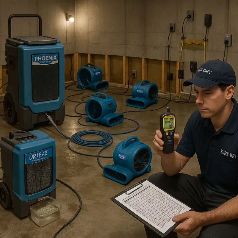 Structural Drying and Dehumidification process in Wayne, NJ